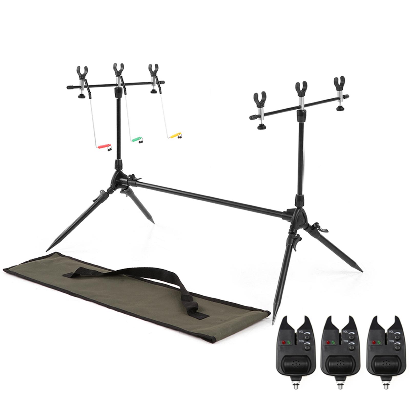 Bite Alarm - Lixada 3-in-1 Fishing Rod Pod Stand