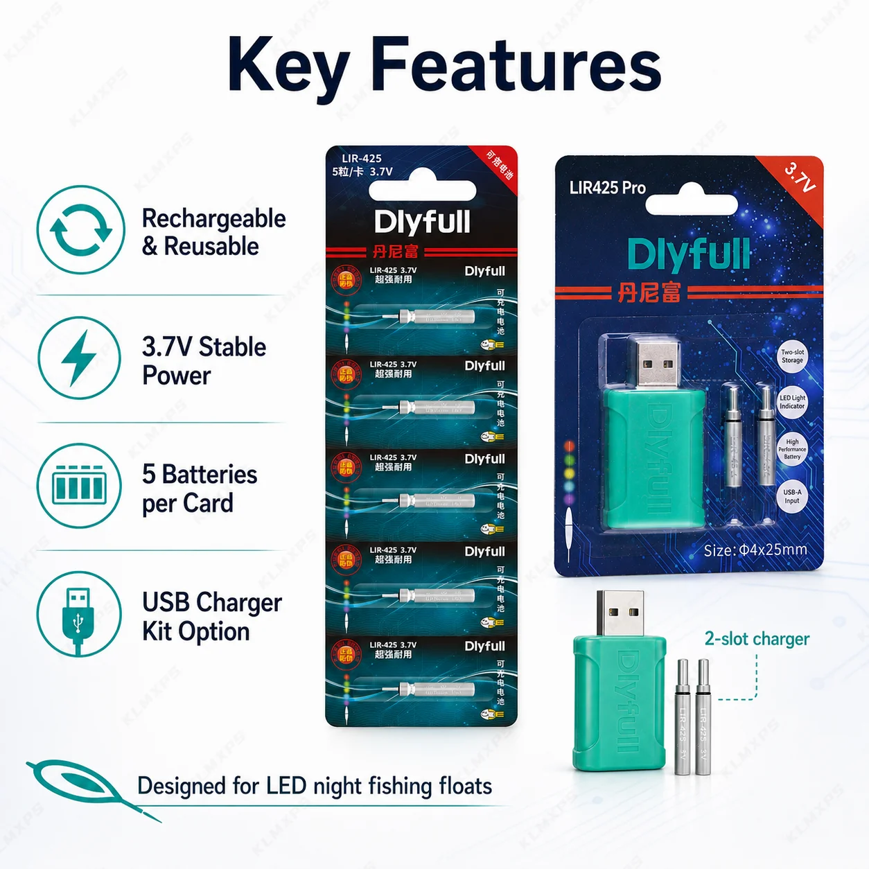 LIR425 3.7V Rechargeable Lithi - огляд і ціна Fish Finder Charger